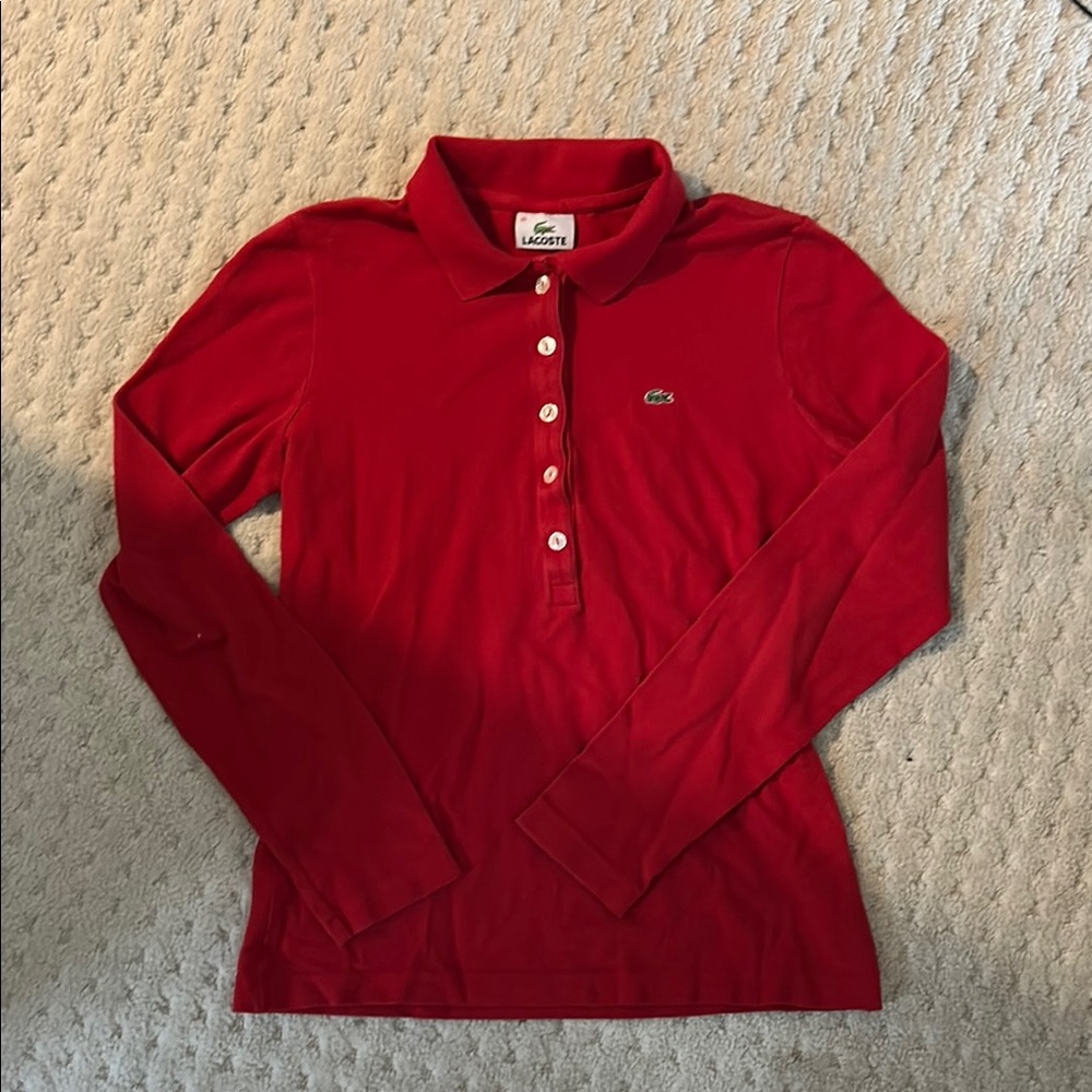 Lacoste Red Long Sleeve Polo Shirt